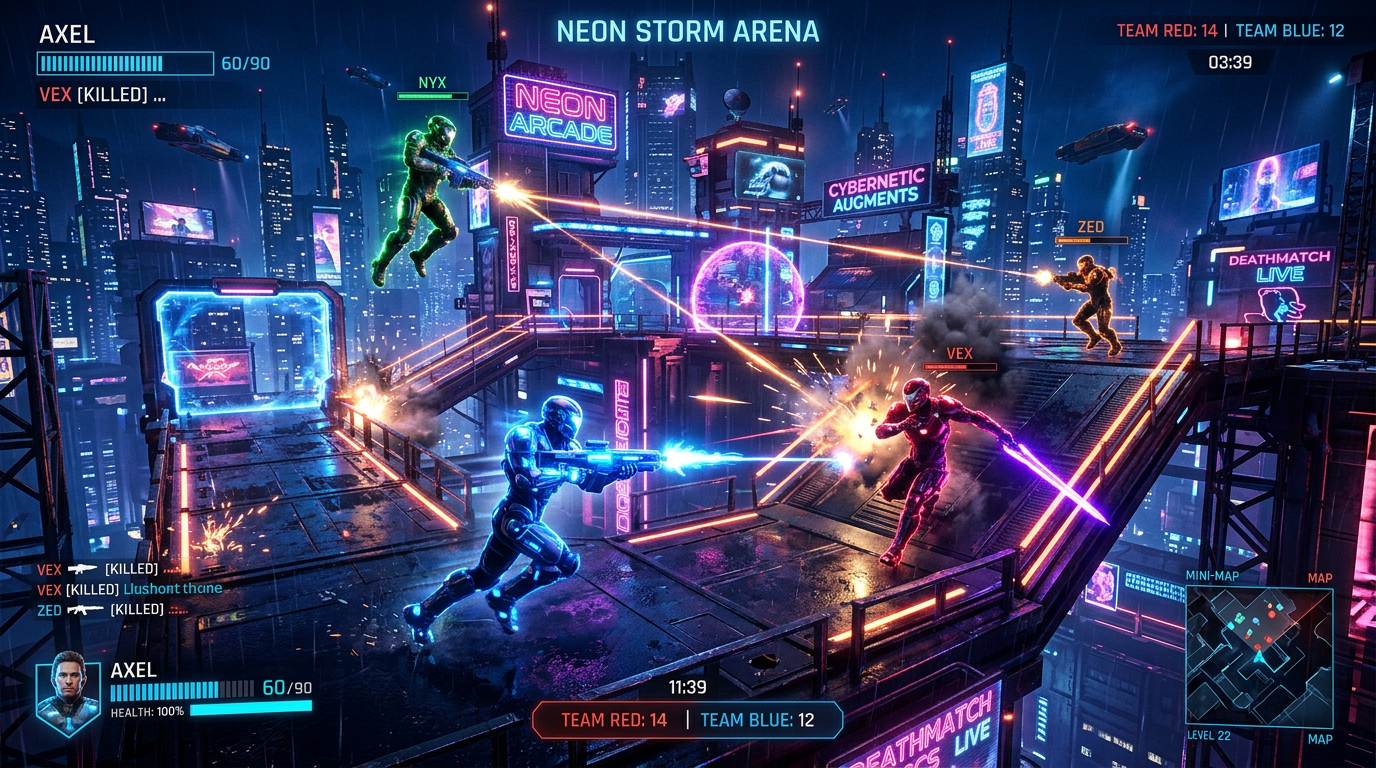 Neon Cyber FFA Deathmatch mode preview